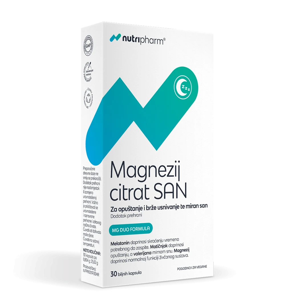 Nutripharm magnezij citrat san 30 biljnih kapsula