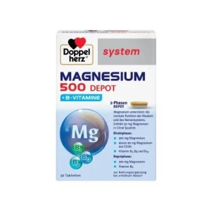 Doppelherz system magnezij 500 depo +b vitamini a30
