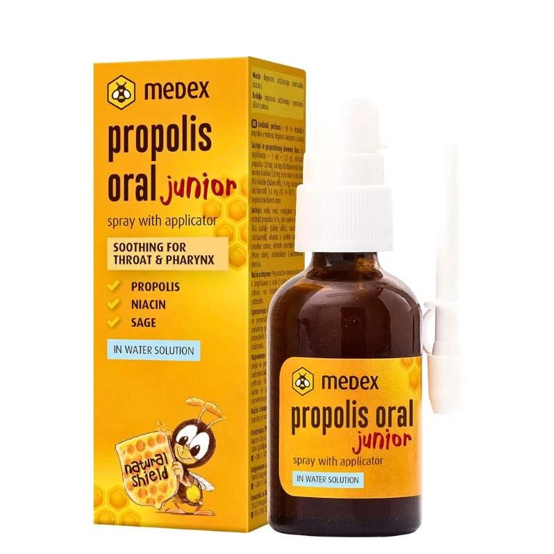 MEDEX Propolis ORAL JUNIOR Ekstrakt propolisa (10%) u vodenoj otopini s niacinom i kaduljom, 30 ml