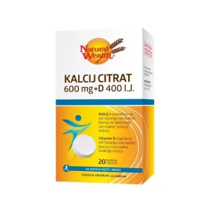 Natural wealth kalcij citrat 600 + vitamin d 20 šumećih tableta